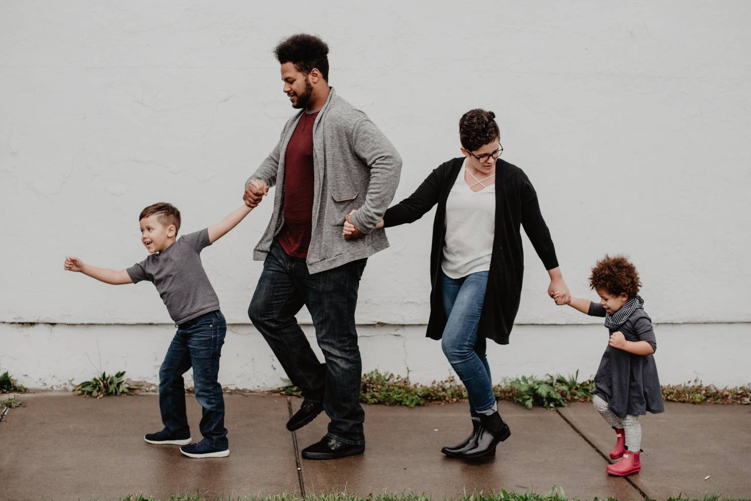 family walking together to church