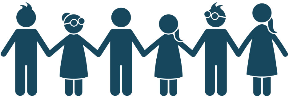 People silhouettes of different ages holding hands
